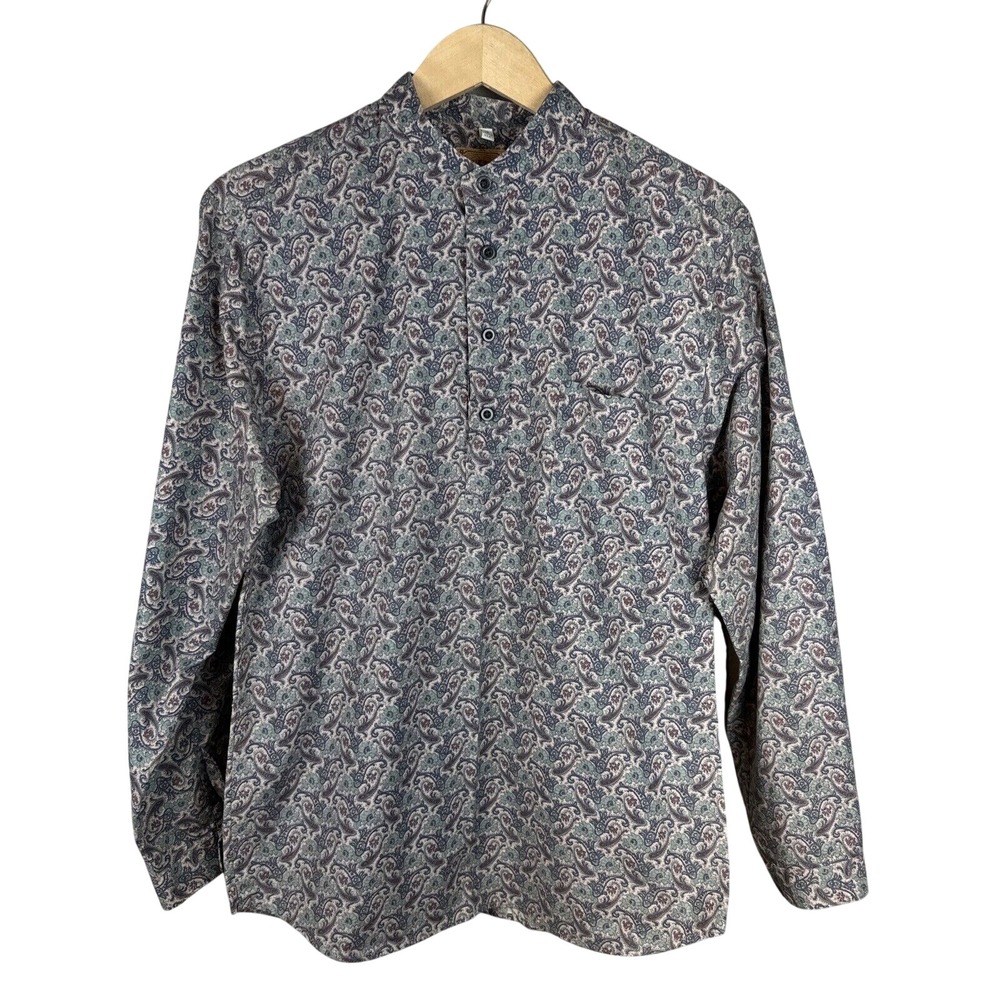 WAH Maker Frontier Clothing Mens Long Sleeve 1/4 Button Shirt Size M Paisley USA